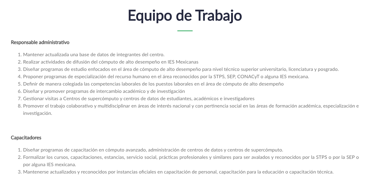 Tabla 3.  Capturas de pantalla del centro de excelencia en cómputo avanzado.