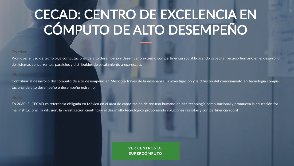 Tabla 3.  Capturas de pantalla del centro de excelencia en cómputo avanzado.